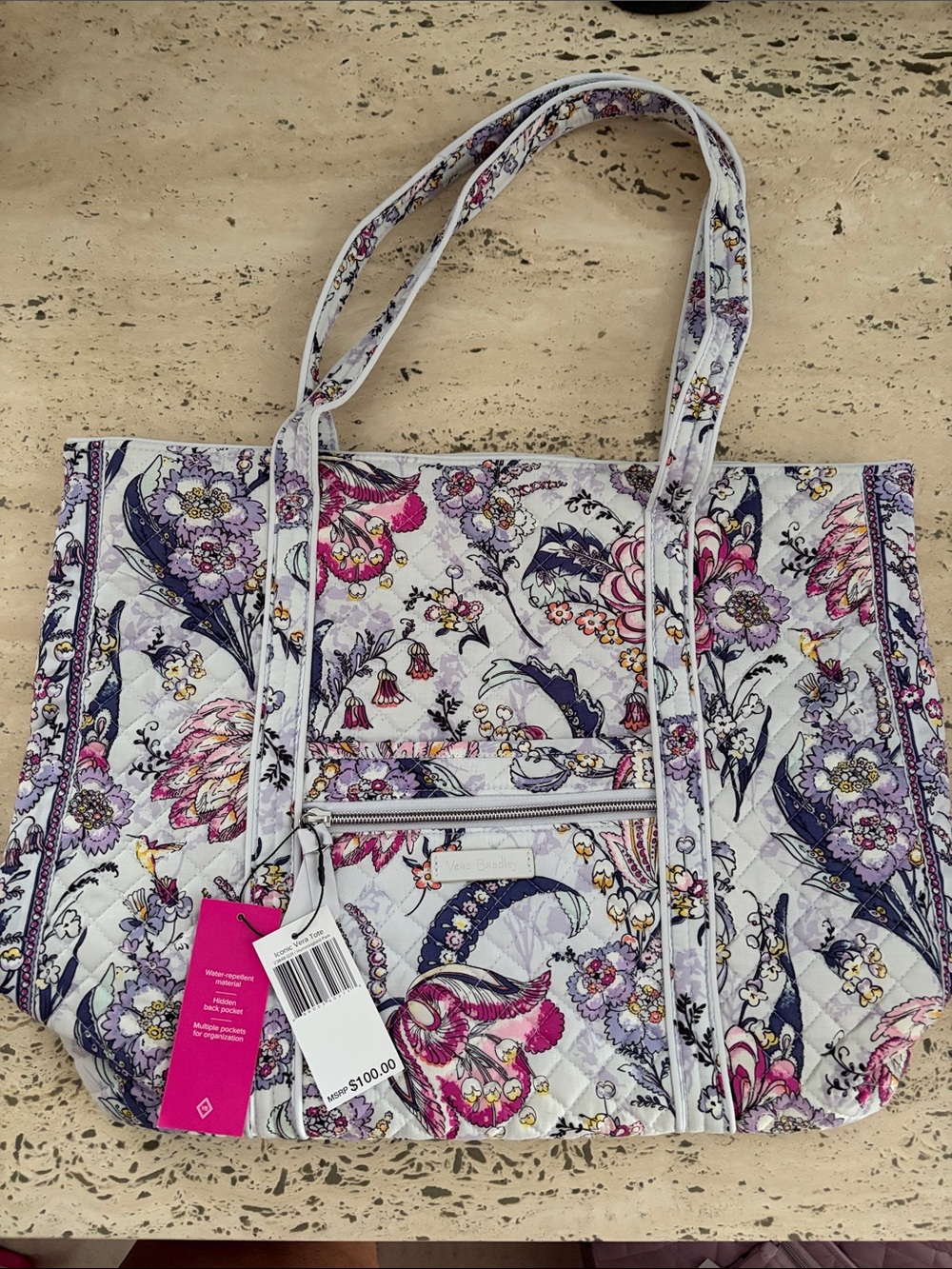 Vera Bradley Iconic Vera Tote Hummingbird Park